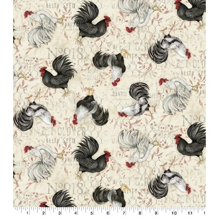 UPC: 0887816368650 | Farmhouse Rooster Toss Seed Bag Fabric
