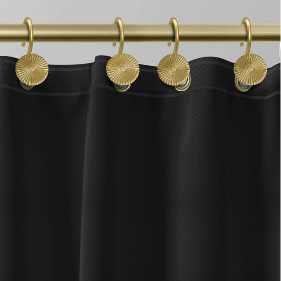 Acento 8-Gauge 72" x 72" PEVA Shower Liner with Gold Large Metal Grommets and Weighed Magnetic Hem in Matte Black