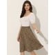 thumbnail image 4 of Falda Acampanada Hasta La Rodilla Con Estampado Floral De Verano Para Mujer Marrón M, 4 of 6