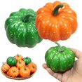 thumbnail image 3 of 6PCS Artificial Pumpkins, Harvest Decor Foam Pumpkin, Imitation Fake Pumpkin, Artificial Pumpkin Decor, Thanksgiving Halloween Pumpkin Props, Realistic Faux Pumpkins for Fall Decor, Orange+Green, 3 of 6