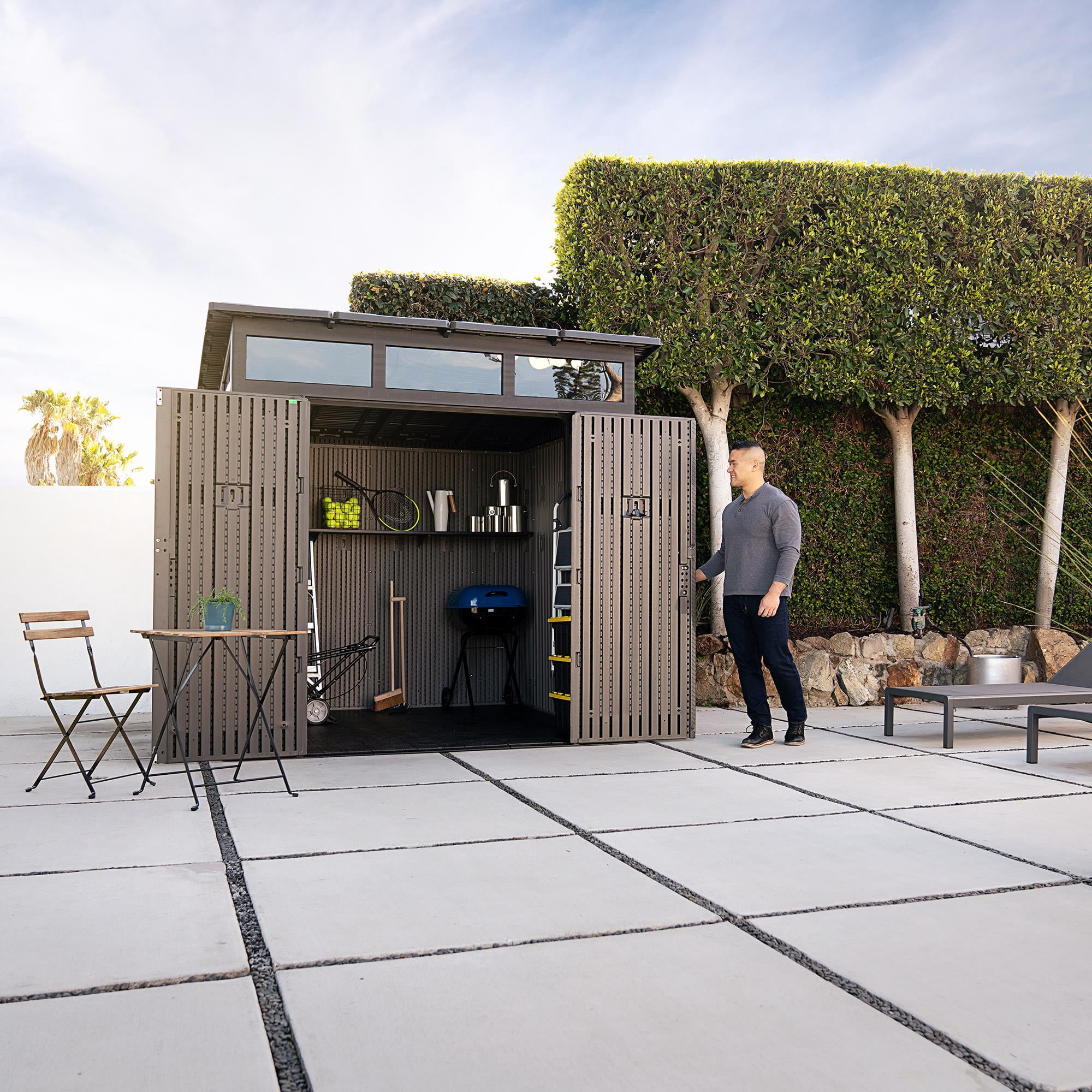 Lifetime Polyethylene Modern Storage Shed, 53.9 sq. ft., 8.3 ft. X 8.3 ft., Gray (60542)