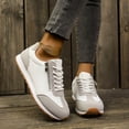 thumbnail image 2 of Sneakers for Women Fashion Splice Suede Leather Tennis Shoes Antislip Lace up Zipper Casual Athletic Walking Shoes Gray Size 8.5, 2 of 6