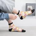 thumbnail image 2 of Rateoe Colorful Floral Pattern Quarter Crew Socks,Toe Seamed Ankle Socks,Cotton Cushioned Breathable Athletic Crew Sports Socks, 2 of 7