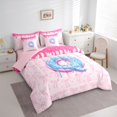 thumbnail image 3 of Feelyou Donut Initial Q Twin Bedding Sets 7pcs, Princess Pink Bowknot Comforter Set, 3 of 8