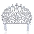 thumbnail image 1 of TIARA DE TIARA DE CRISTAL AUSTRIACO BLANCO CLARO Y BRILLANTE CON PEINES LATERALES JOYERÍA PARA EL PELO DISFRAZ DE PRINCESA REINA NUPIDA CONCURSO DE BODAS T995, 1 of 2