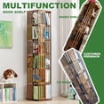 thumbnail image 4 of Rotating Bookshelf Tower, 360 Display Spinning Bookshelf, Bamboo Bookshelf Floor Standing Storage Rack, Wood Narrow Book Shelf Organizer for Kids&Adults, Natural 6 Tier, 4 of 9