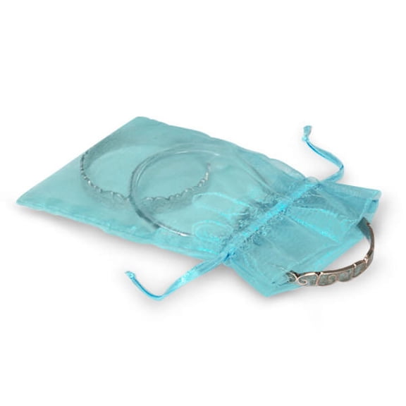 10 PK, Aqua Blue Organza Favor Bags, 3 x 4" For Basket Stuffers, Soaps, Candles, Sachets, Jewelry, Cosmetics, Party Favors