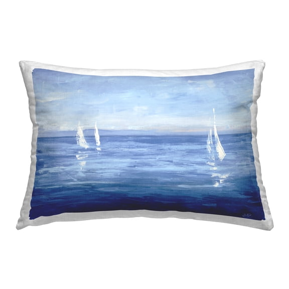 Stupell Industries Vivid Boats Open Sail 14" x 20" Nautical & Beach Print Polyester Throw Pillow, Zip Closure 1 Count