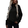 thumbnail image 1 of UKAP Pull Femme Col Roulé Manches Longues Tricoté Décontracté Hiver Noir L, 1 of 2