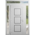 thumbnail image 3 of Front Exterior Prehung Metal-Plastic Door Frosted Glass | Manux 8661 White Silk | 2 Side and Top Sidelite Transom | Office Commercial and Residential Doors Patio 68x94 (W16+36+16x80+14) Right-hand, 3 of 5