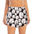 thumbnail image 2 of Balery Cute Baseball Pantalones cortos deportivos para mujer con forro y dos bolsillos, elásticos, para entrenamiento, gimnasio, yoga-Small, 2 of 7