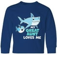 thumbnail image 3 of Inktastic My Great Aunt Loves Me with Cute Sharks Long Sleeve Youth T-Shirt, 3 of 5