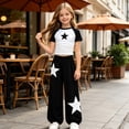 thumbnail image 5 of NEBWOAK Girls 2 Piece Outfit, Star Graphic Crop Top Baggy Wide Leg Pants Set,Black,Size 11-12Y, 5 of 6