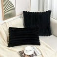 thumbnail image 4 of Holzlrgus Throw Pillow Covers Decorative Faux Fur Set of 2 18x18 Inch Pillow Covers, Soft Black Striped Pillowcases for Couch Sofa Bed Living Room, Fluffy Cute Home Boho Accent Fuzzy Decor, 4 of 6