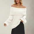 thumbnail image 2 of Holzkary Off The Shoulder Sweater Long Sleeve 2025 New Loose Knitted Sweater for Women One Neck Sweater Oversized Ribbed Knit Fall Pullover Tops Winter Going Out Outfits B M, 2 of 8
