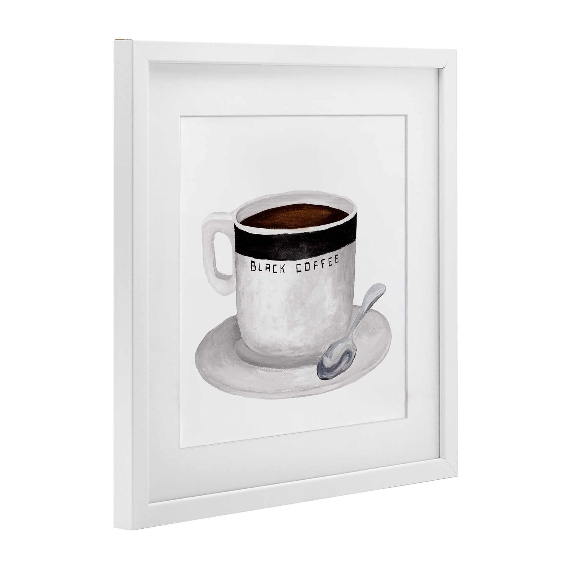 Stupell Industries Black Coffee Mug White Framed Print Under Glass, design by Elizabeth Medley