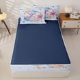 thumbnail image 4 of Metsweet Magical Horse Zipper Twin Comforter Sets with Fitted Sheet and 2 Pillowcases, Princess Butterfly Castle Unicorn Zipper Bedding Set, Light Blue,4-Piece,Navy Blue Reversible, 4 of 6