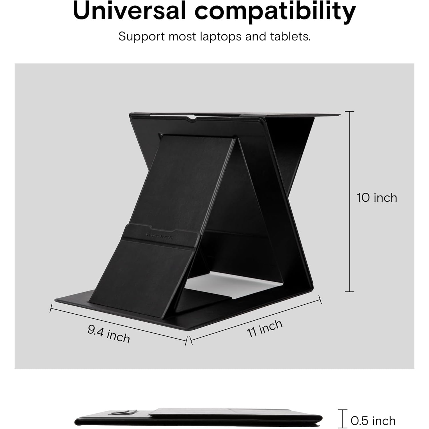 Folding Laptop Stand Lap Desk, Portable & Mini Computer Stand Laptop Desk for Travel and Home Office, Ergonomic Design with Adjustable Viewing Angles, Lightweight Computer Cooling Riser, Black