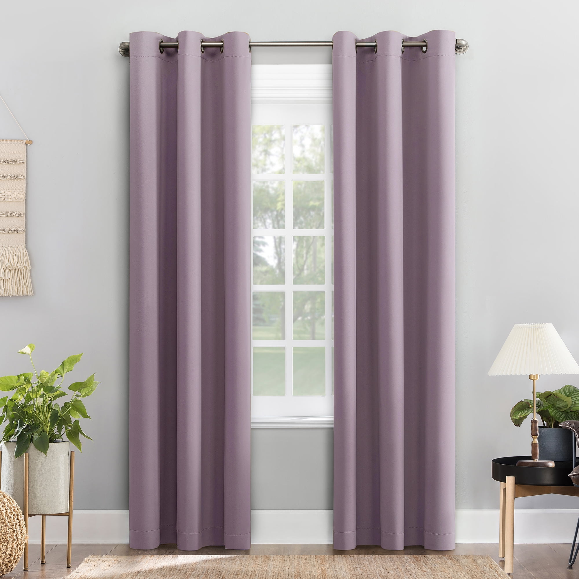 Sun Zero Nolan Energy Efficient Blackout Grommet Single Curtain Panel, 40" x 63", Lavender