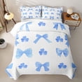 thumbnail image 2 of Erosebridal Blue Watercolor Bow Tie Quilt Full for Girls Women,Cartoon Floral Clover Full Bedspread Sets Teens, 2 of 7