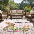 thumbnail image 4 of Round Rugs 7 Ft, Easter Non Slip Area Rugs for Kitchen Bedroom Entryway, Spring Watercolor Bunny Eggs Flower Leaf Pink Plaid Washable Carpet Runner Rug Floor Mats for Bedroom Home Decor, 4 of 8
