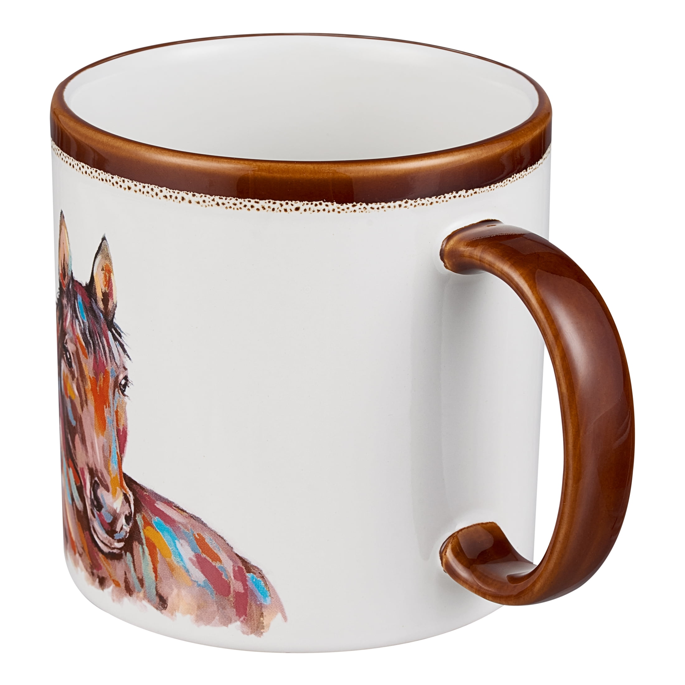 (2 pack) Mainstays 19.27-oz Sculpted Stoneware Horse Mug, White