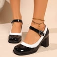 thumbnail image 4 of Miluxas Mary Jane Heels with Arch Support, Closed Square Toe Chunky Pumps for Women, Comfortable Block Heel Dress Shoes Black 6(37), 4 of 9