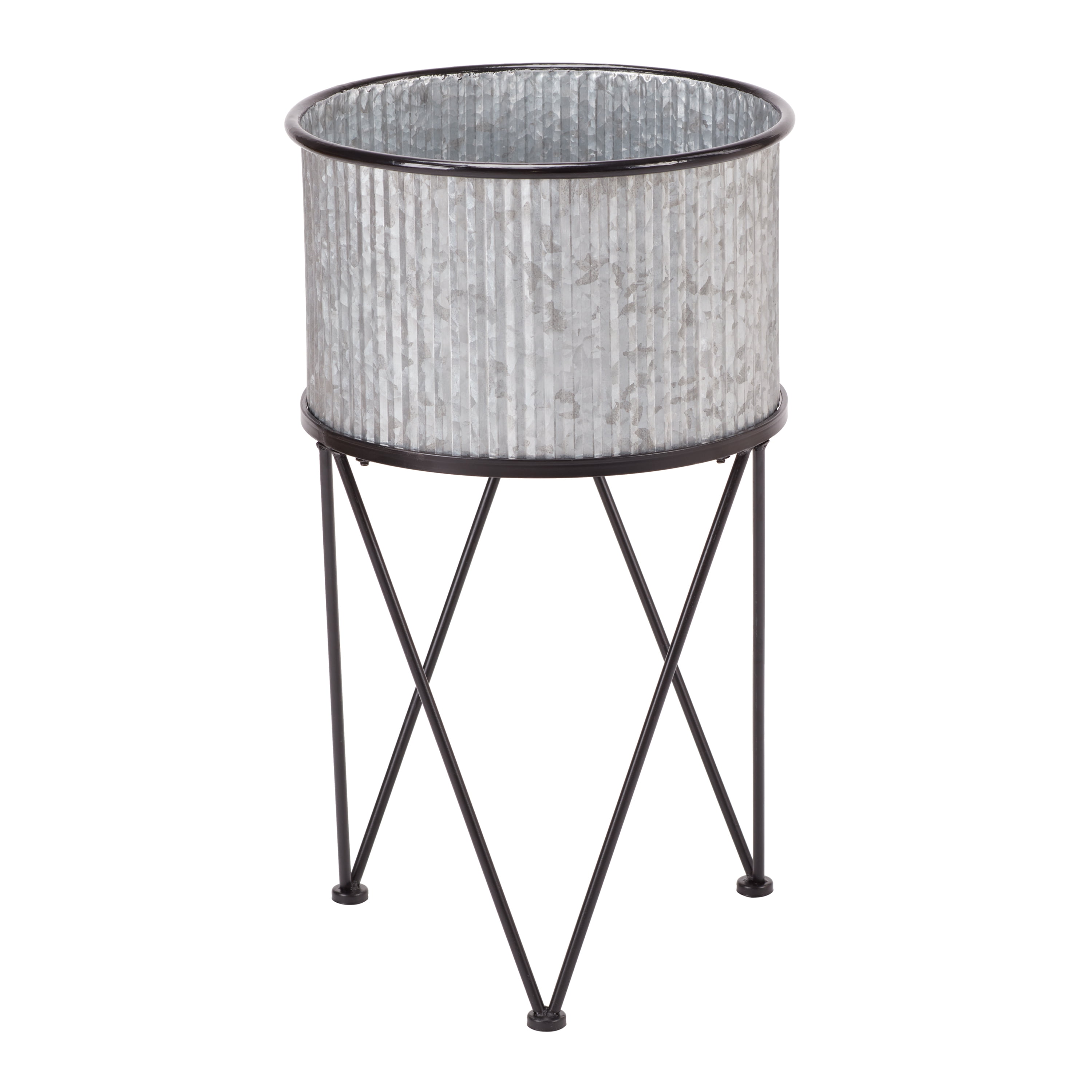 Mainstays Karvel Galvanized Metal Column Planter with Stand, 15.7 in