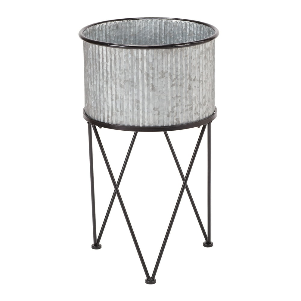 Mainstays Karvel Galvanized Metal Column Planter with Stand, 15.7 in