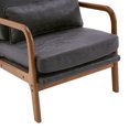 thumbnail image 4 of Modern Accent Chair with High Backrest and 1 Lumbar Pillow, Iron Frame Linen Material Armchair with Detachable Backrest and Seat, Upholstered Casual Chair with Solid Wood Arm, Dark Grey, 4 of 7