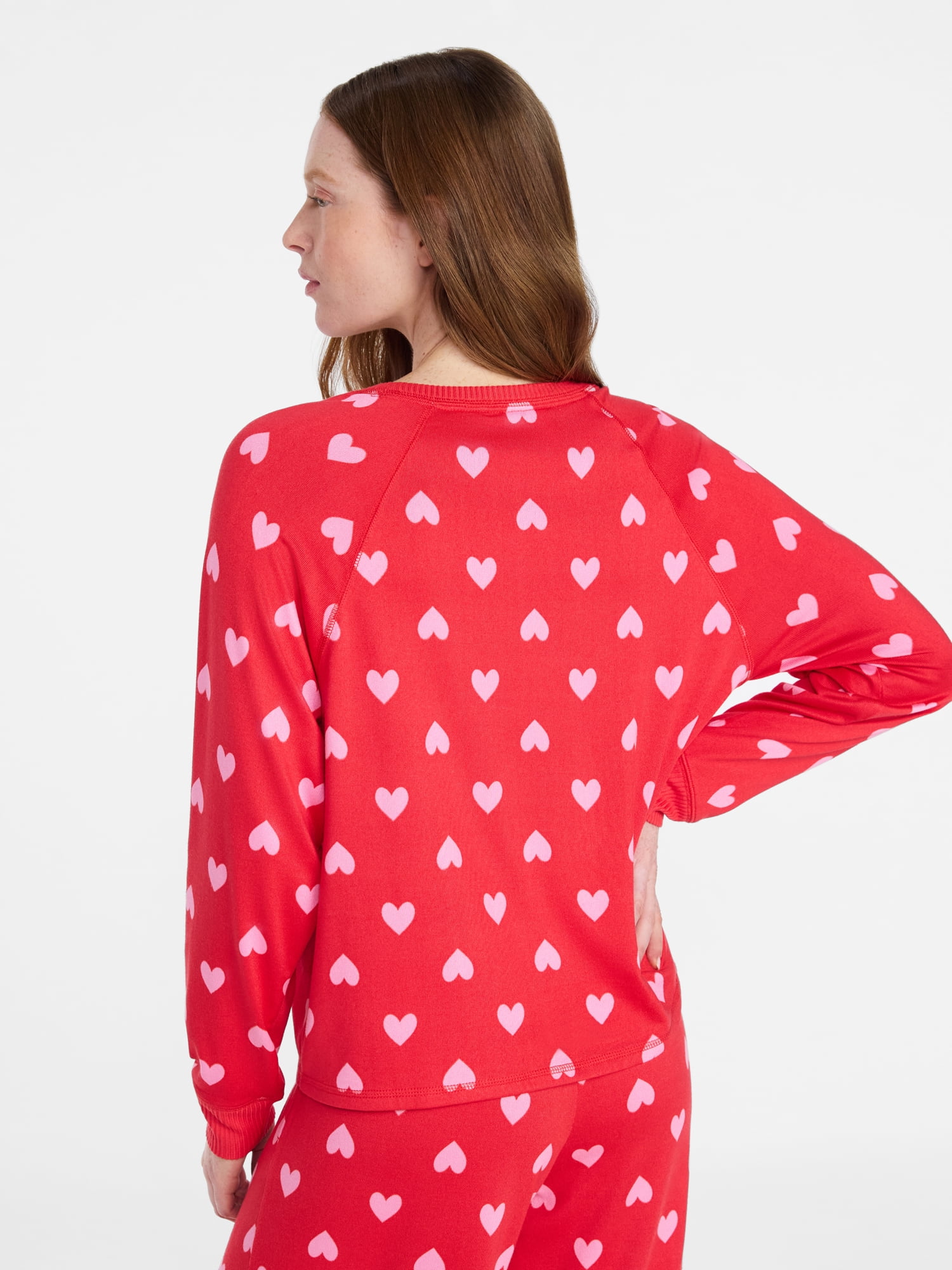Joyspun Women's Cozy Lounge Collection Hacci Knit Long Sleeve Sleep Top, Sizes XS to 3X