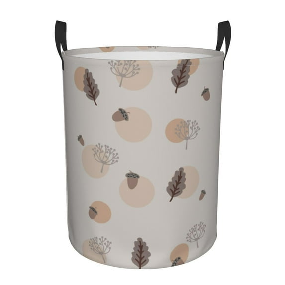 DouZhe Waterproof Collapsible Large Laundry Baskets, Boho Style Forest Theme Prints Circular Hamper with Handles