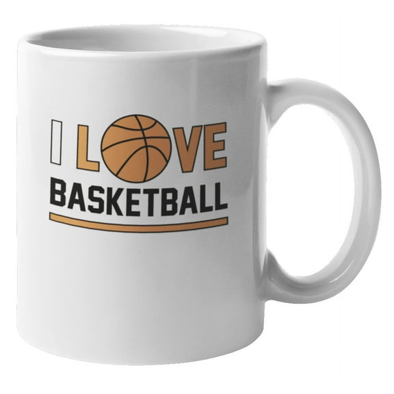 I Love Basketball Coffee & Tea Mug for Players, Athlete Men & Women (11oz)