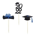 thumbnail image 1 of Adornos para cupcakes de graduación de 2022, selecciones de comida y aperitivos para la escuela secundaria azul negro, 1 of 7