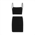 thumbnail image 6 of Abomasnow Women's Sexy 2 Piece Outfits Strap Crop Top Skirt Set Bodycon Mini Dress, 6 of 9