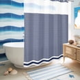 thumbnail image 5 of No Hook Shower Curtain, Farmhouse Navy Blue White Striped Shower Curtains for Bathroom with See Through Top Window, Modern Stripes Waterproof & Washable Bath Curtain 60"x72", 5 of 9