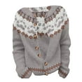 thumbnail image 4 of Fair Isle Sweater Cardigan for Women Long Sleeve Button Down Open Front Pullover Christmas Knitted Outwear Coat, 4 of 4