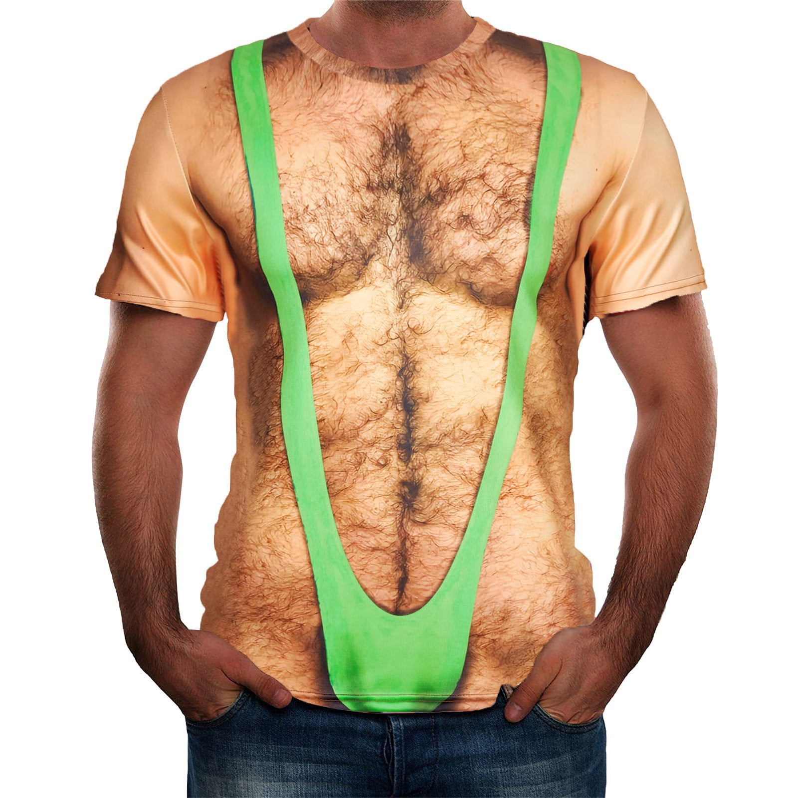3D T-Shirt Funny Hairy Chest Muscle Print Men Women Short Sleeve Tops Tee  S-5XL