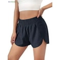 thumbnail image 7 of BadPiggies Women's Quick-Dry Running Shorts Elastic High Waisted Athletic Shorts Pants Sporty Workout Shorts with Zipper Pocket (XL, Navy), 7 of 7