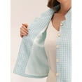 thumbnail image 5 of INSPIRE CHIC Women's Long Sleeve Plaid Tweed Blazer Button Down Work Short Jacket XS Light Blue, 5 of 6