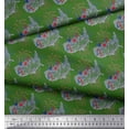 thumbnail image 2 of Soimoi Green Rayon Fabric Text,Star & Firecrackers Party Print Sewing Fabric Yard 42 Inch Wide, 2 of 3