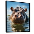 thumbnail image 2 of Designart "Hippopotamus Selfy Animal II" Animals Floater Framed Canvas Art Print, 2 of 7