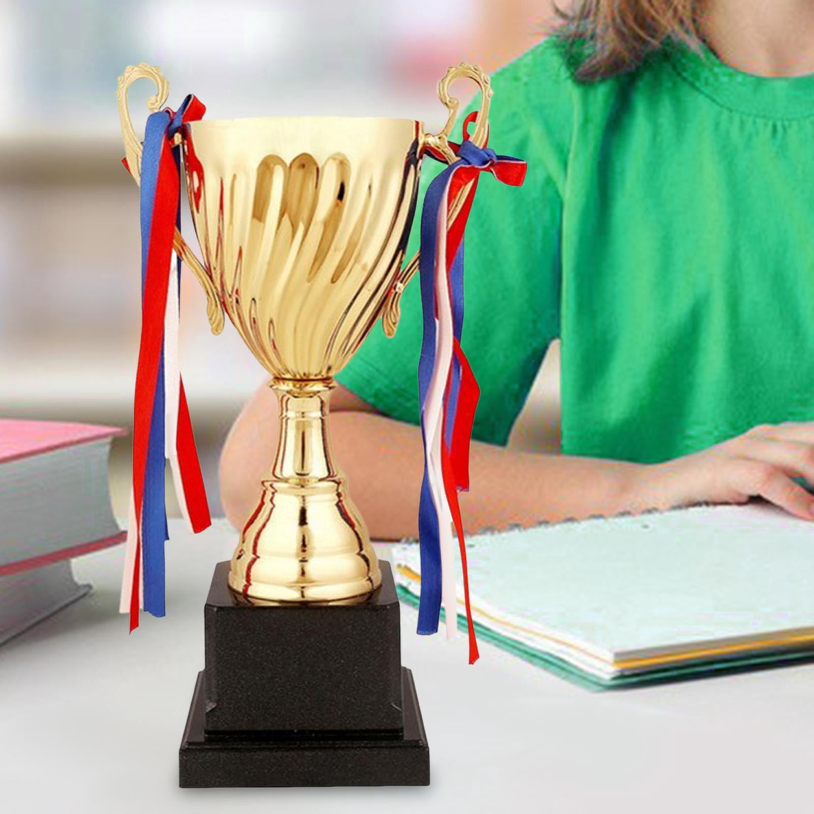 Metal Award Trophy Prizes, Appreciation Gifts Trophy Cup with Base, Kids Small Trophies for Party Favors, School, Classroom Event Props 24.5cmx8cm