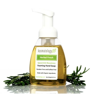 kosmatology® Herbal Fresh (Spearmint-Rosemary) Organic Foaming Hand Soap | Moisturizing Hand Wash | Clean Ingredients, Infused with Essential Oils | 8.5 fl oz