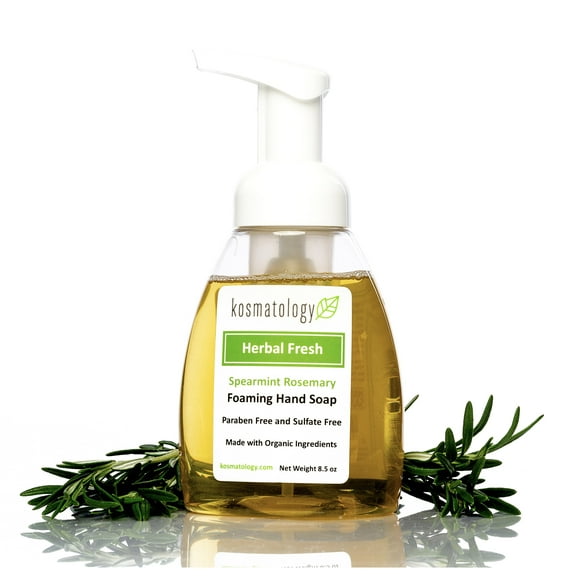 kosmatology® Herbal Fresh (Spearmint-Rosemary) Organic Foaming Hand Soap | Moisturizing Hand Wash | Clean Ingredients, Infused with Essential Oils | 8.5 fl oz
