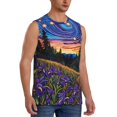 thumbnail image 2 of Bingfone Galactic Night Over Meadow Pattern Men's Tank Tops Workout Sleeveless Tee Shirts Running Beach Tanks for Men-Large, 2 of 4