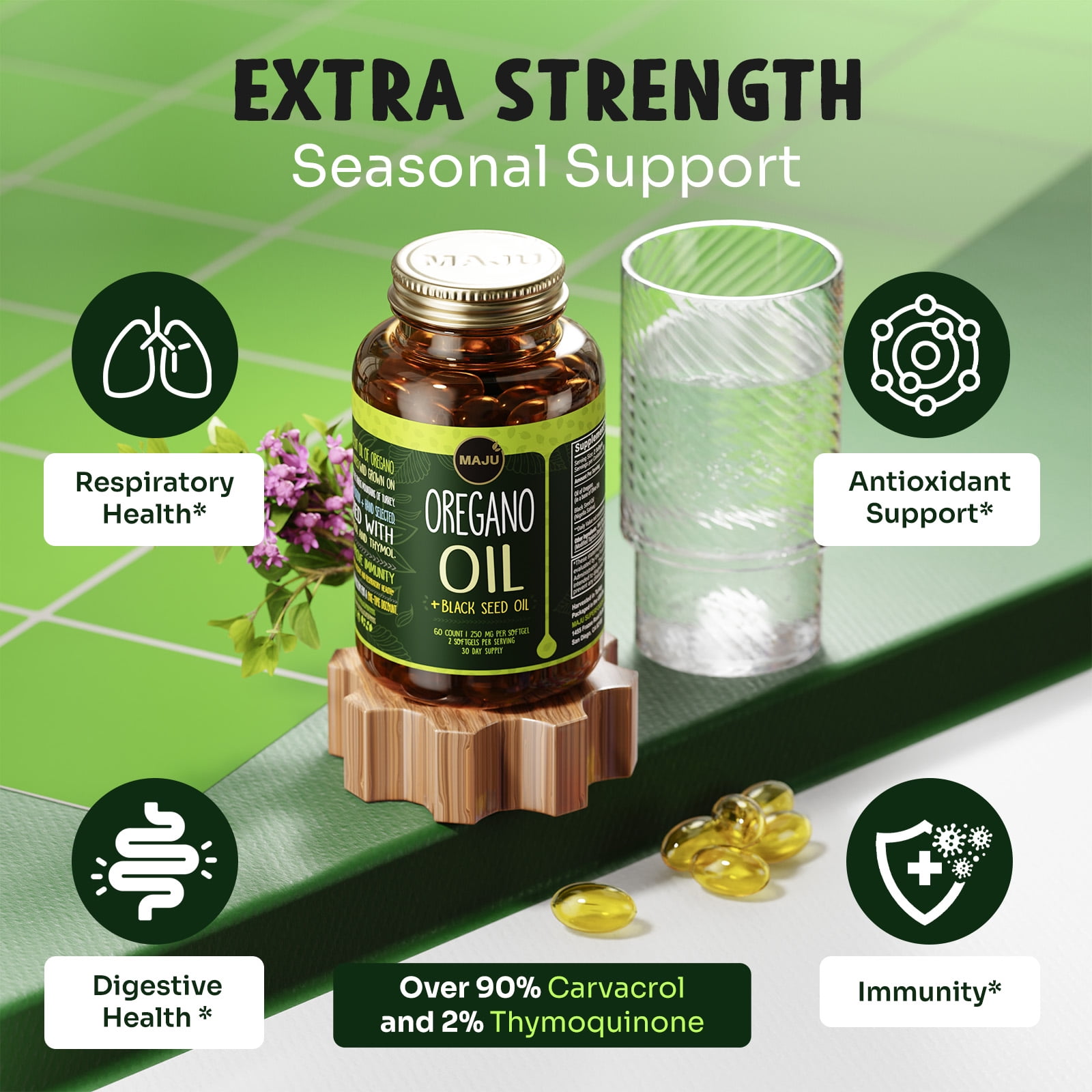 Maju Superfoods Oregano Oil Softgels, 60 Count