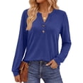 thumbnail image 2 of Fantaslook V Neck Henley Blouses for Women Dressy Fall Tops Long Sleeve Shirts Fashion Clothes, 2 of 8