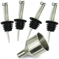 Olive Oil Bottle Pourer Spout Set - Easily Turn Your Bottles into Dispensers for Liquor, Vinegar, Syrup or Oils - (4 Spout-L Funnel)
