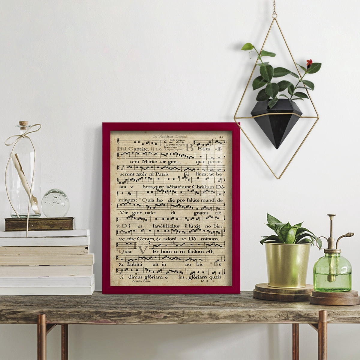 Vellum Songbook IV -Framed Print w/glass-Cherry Red